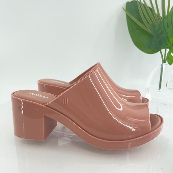 Melissa Women's Mule II Sandal Size 9 Mule Slide Nude Jelly PVC Block Heel Shoe - Picture 3 of 13